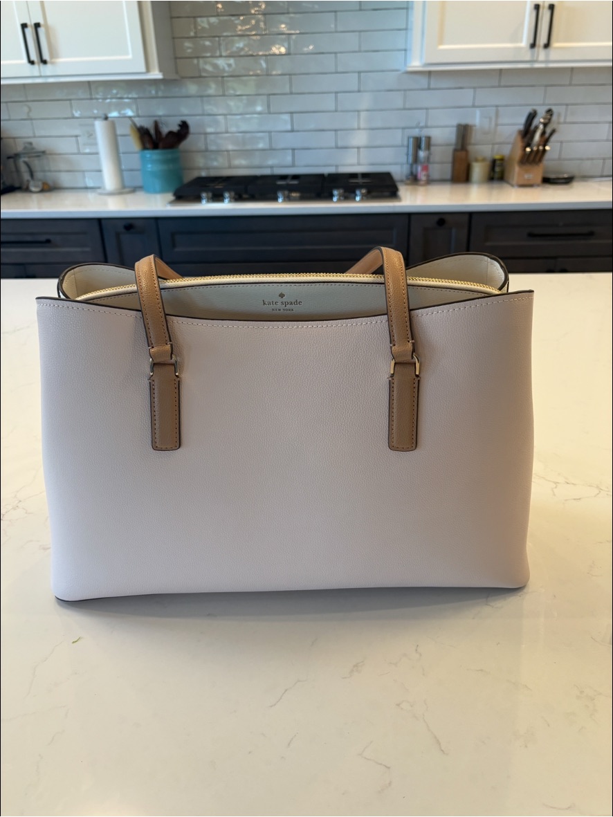 Kate Spade Pale Pink Leather Tote With Tan Handles